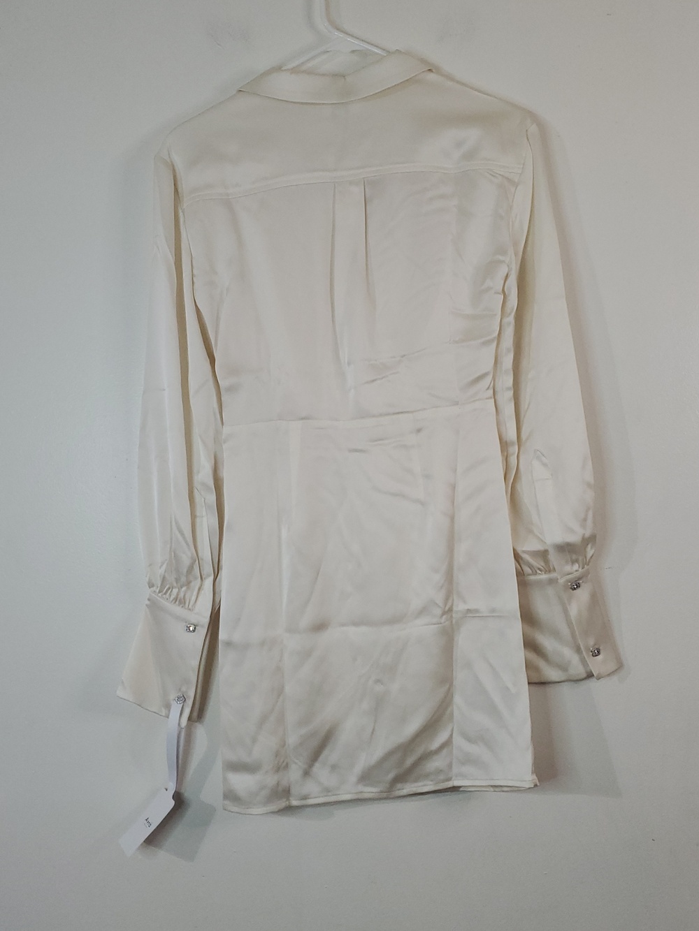 NWT Avra Agata Satin Faux Wrap Mini Dress Size XS Off White Feminine Wedding - Picture 10 of 16